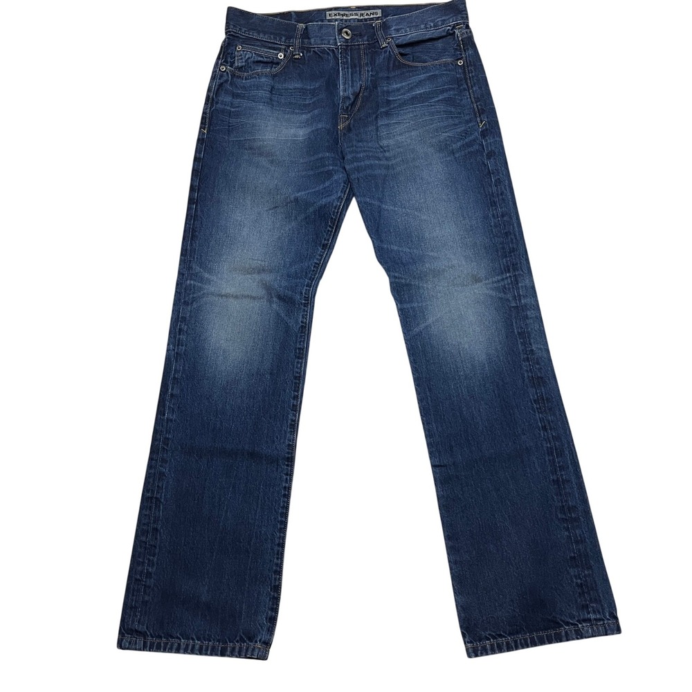 Express Jeans Mens 31x32 Blue Kingston Straight Leg Classic Fit‎ Dark Wash Denim